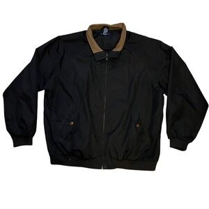 IZOD Jacket Black Full‎ Zip Casual Sportswear Windbreaker Mens XL Y2K collared